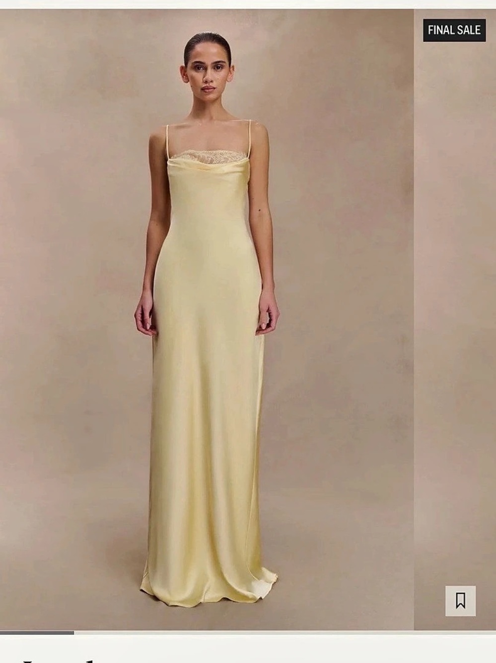 Meshki Isadora Lace & Satin Maxi Dress Yellow